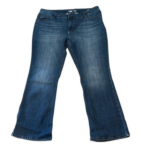 Lee Womens Regular Fit Boot Cut Mid Rise Jeans 20W P Blue Denim - Picture 1 of 12